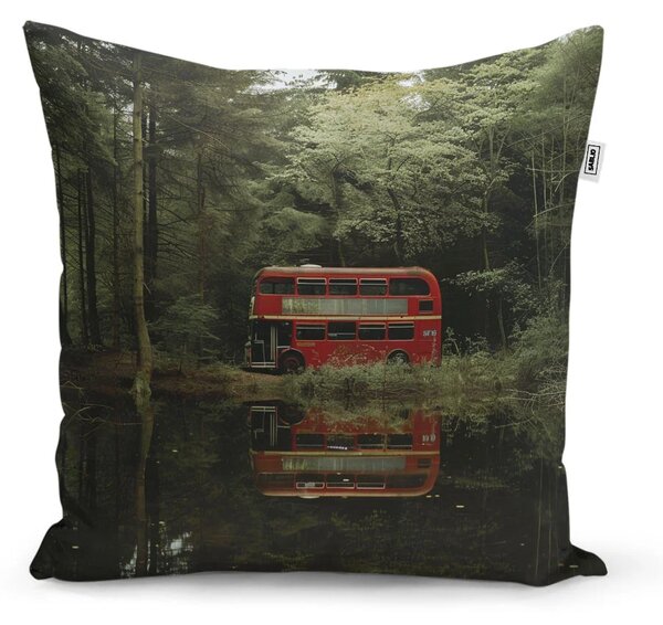 Sablio Polštář Červený patrový autobus - 40x40 cm