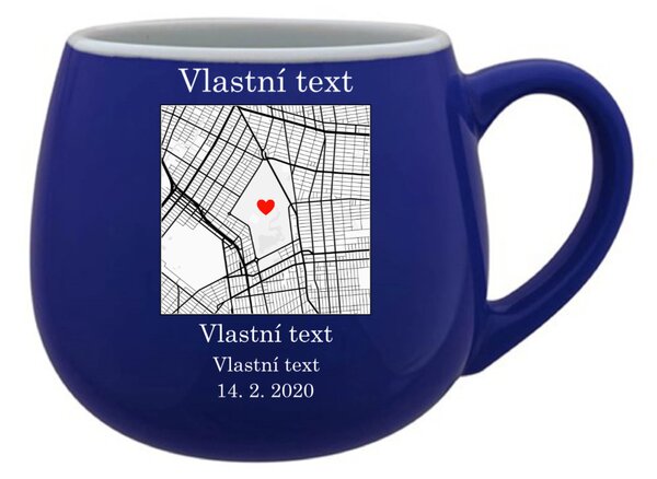 Personalizovaný keramický buclatý hrneček s mapou
