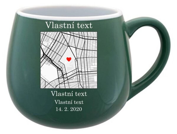 Personalizovaný keramický buclatý hrneček s mapou