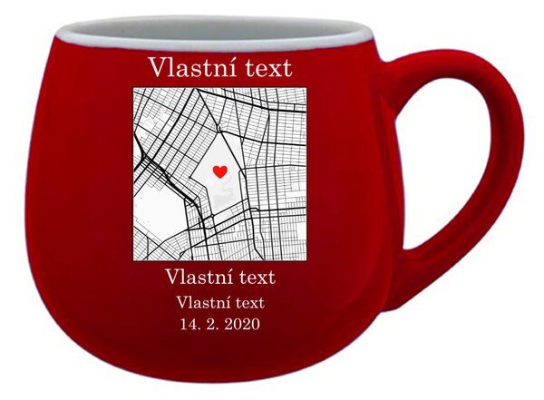 Personalizovaný keramický buclatý hrneček s mapou