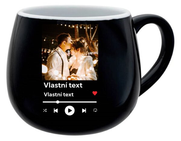 Personalizovaný keramický buclatý hrneček s motivem přehrávače