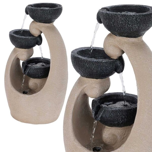 Zahradní fontána s osvětlením Teacup, 26x21x48 cm, polistone, béžová