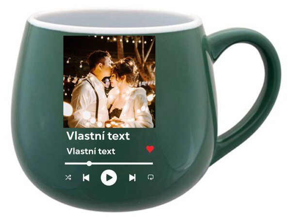 Personalizovaný keramický buclatý hrneček s motivem přehrávače
