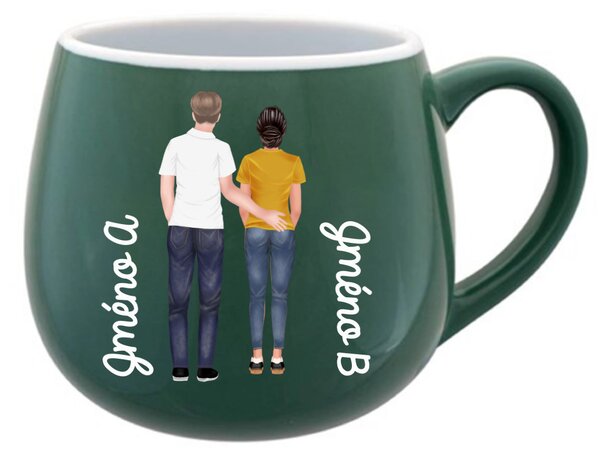 Personalizovaný keramický buclatý hrneček s párem