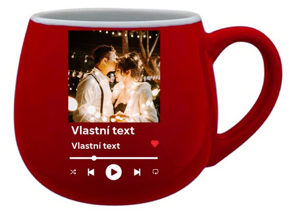 Personalizovaný keramický buclatý hrneček s motivem přehrávače