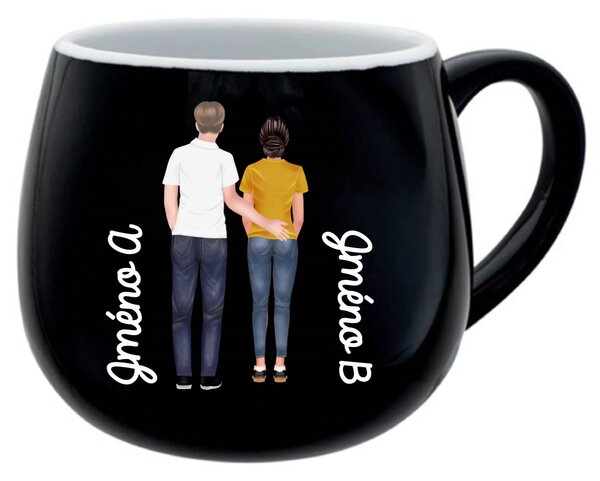 Personalizovaný keramický buclatý hrneček s párem
