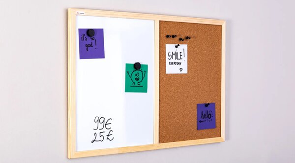Korková a magnetická tabule 60x40 cm COMBI dřevěný rám + PŘÍSLUŠENSTVÍ ZDARMA, TMK64D