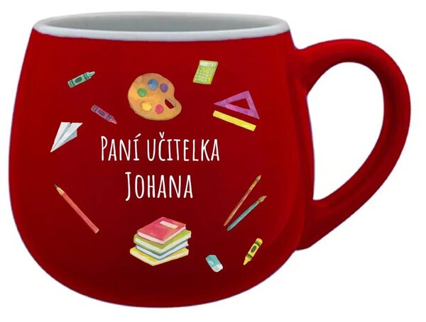 Personalizovaný keramický buclatý hrneček pro paní učitelku/pana učitele (pomůcky)