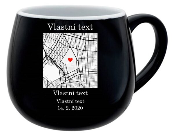Personalizovaný keramický buclatý hrneček s mapou