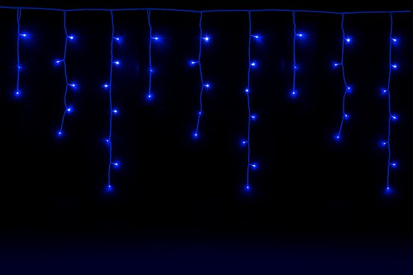 Vnitřní LED vánoční závěs - modrá, 5m, 210 LED, stále svítící, se záblesky, propojovatelný