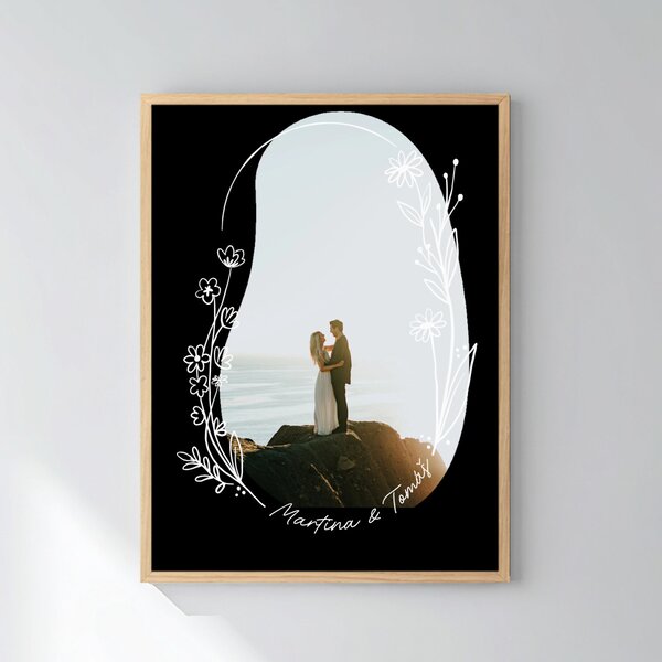 Personalizovaný magický fotoobraz v rámu - 30x40 - květinové orámování
