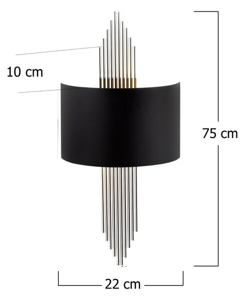 Opviq Nástěnná lampa Miko I černá/stříbrná