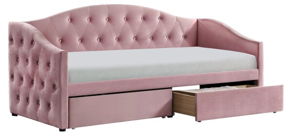 KONDELA Postel s úložným prostorem, 90x200, růžová Velvet látka, ZASKA
