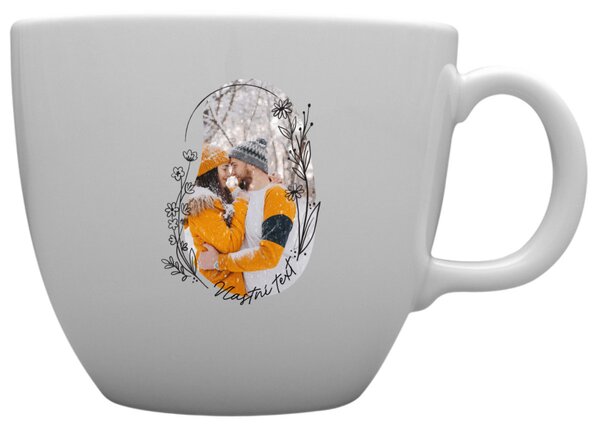 Personalizovaný MEGA XXL keramický hrnek 1000 ml s květinovým orámováním