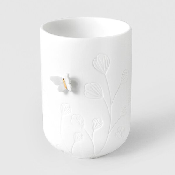 Porcelánový svícen na čajovou svíčku Butterfly on side