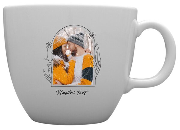 Personalizovaný MEGA XXL keramický hrnek 1000 ml s květinovým orámováním