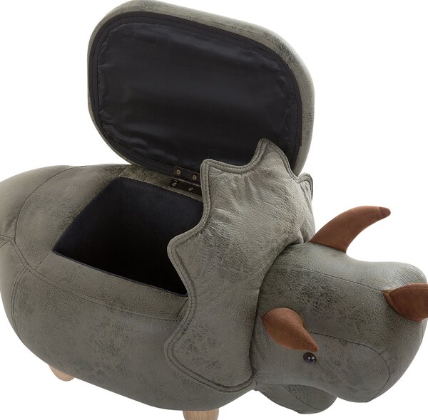 Zvířecí stolička s úložným prostorem TRICERATOPS Dinosaurus Tkanina Tmavě zelená
