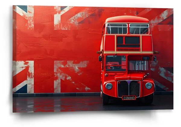 Sablio Obraz Červený patrový autobus Vlajka - 60x40 cm
