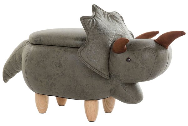 Zvířecí stolička s úložným prostorem TRICERATOPS Dinosaurus Tkanina Tmavě zelená