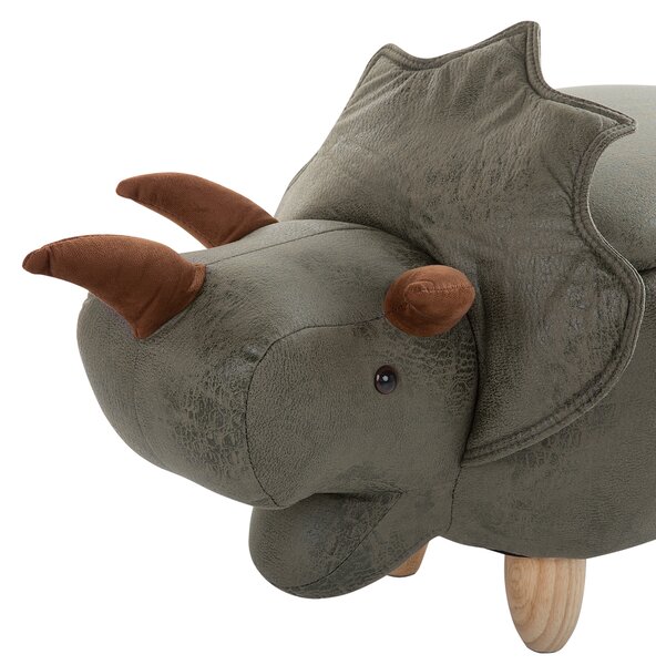 Zvířecí stolička s úložným prostorem TRICERATOPS Dinosaurus Tkanina Tmavě zelená