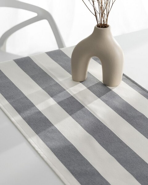 Běhoun s volánem 40x160 cm barva šedá látka vzorované