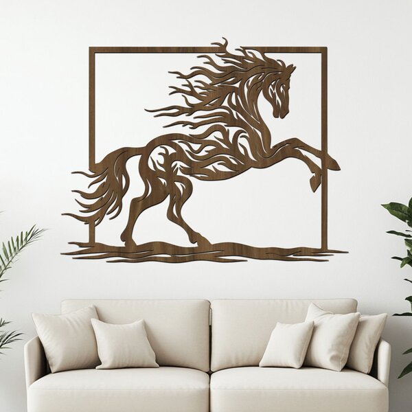 Dřevěný obraz HORSE | Rozměry (cm): 40x31 | Zvolte barvu dekoru: Buk