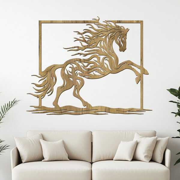 Dřevěný obraz HORSE | Rozměry (cm): 40x31 | Zvolte barvu dekoru: Buk