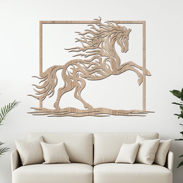 Dřevěný obraz HORSE | Rozměry (cm): 40x31 | Zvolte barvu dekoru: Buk