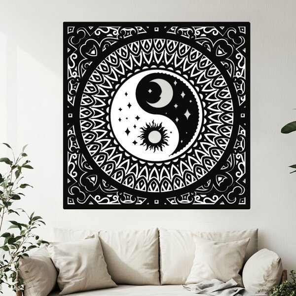 Dřevěná 5 vrstvá mandala YING YANG | Rozměry (cm): 40 | Zvolte barevný dekor: wenge-javor