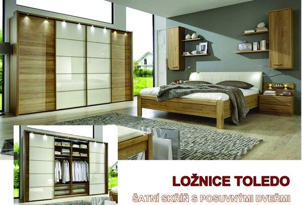 Ložnice TOLEDO 1 dub/sklo magnolie