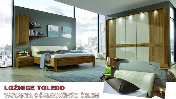 Ložnice TOLEDO 1 dub/sklo magnolie