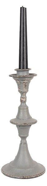 Šedý antik kovový svícen na úzkou svíčku - Ø 12*26 cm - Clayre & Eef