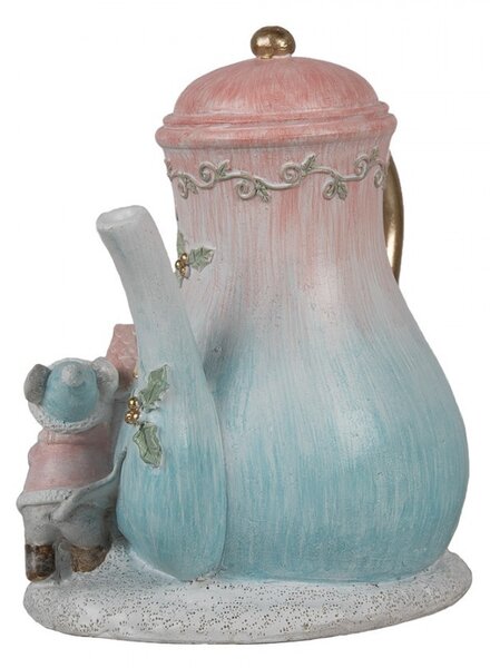 Vánoční dekorace svítící konvička s myškami - 15*12*16 cm - Clayre & Eef