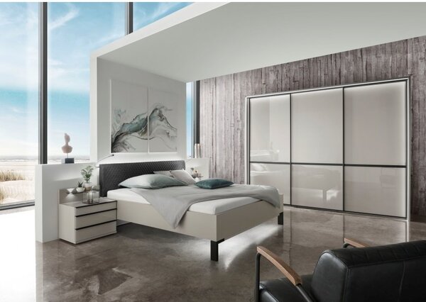 Moderní ložnice MONTREAL šedá/sklo šedý lesk