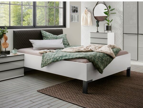 Moderní ložnice pro jednu osobu MONTREAL bílá/sklo šedý lesk