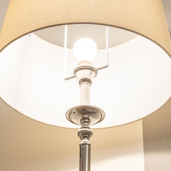 Brilagi - LED Stojací lampa CERIA 1xE27/60W/230V pr. 45 cm lesklý chrom/béžová