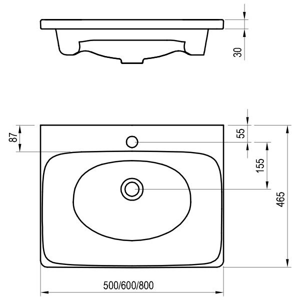 Ravak XJX01250000 - Zápustné umyvadlo BALANCE 50x46,5 cm keramika/bílá
