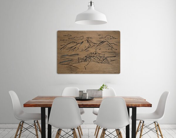 "Spišský hrad" světelný obraz 230V 90x62cm provedení povrchu: dub světlý