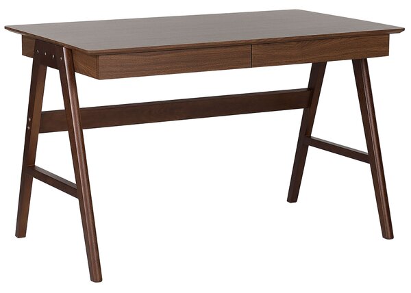 Pracovní stůl SHESLAY 120 cm 70 cm se zásuvkami Tmavě hnědá