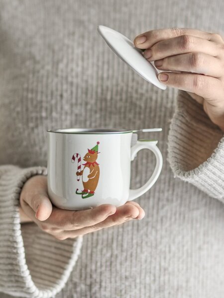 Kameninový hrnek Valentin Green se sítkem a pokličkou 300 ml