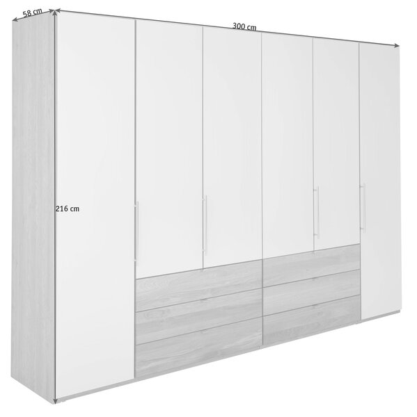 ŠATNÍ SKŘÍŇ S OTOČNÝMI DVEŘMI, dub, barvy dubu, šampaňská, 300/216/58 cm Dieter Knoll - Šatní skříně
