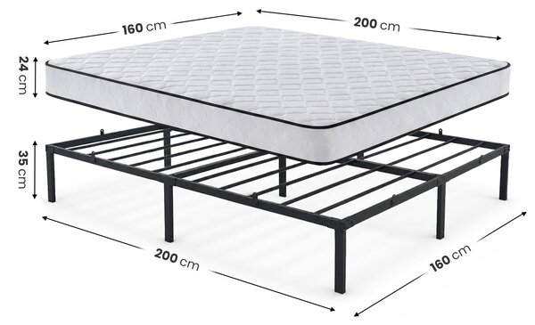 Manželská postel 160x200 cm Mettala 160 (černá) (s roštem)