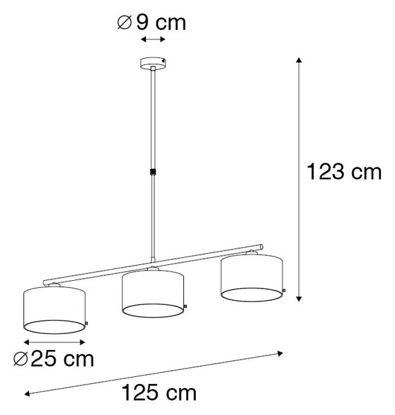 Moderní závěsné svítidlo černé se zlatem 125 cm 3-světlo - VT 3