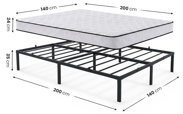 Manželská postel 140x200 cm Mettala (černá) (s roštem)