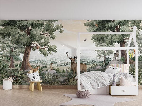 FUGU Tapeta pro děti lesní vyhlídka Forest Vista Materiál: Digitální eko vlies - klasická tapeta nesamolepicí