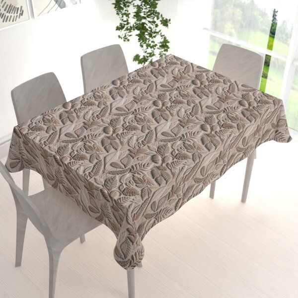 Biante Dekorační obdélníkový ubrus Terra TRA-004 3D listy na zelenošedém 50x100 cm