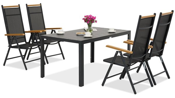 Hliníkový zahradní nábytek z polywoodového dřeva 4 pro Verona Wood osob Garden Point černý