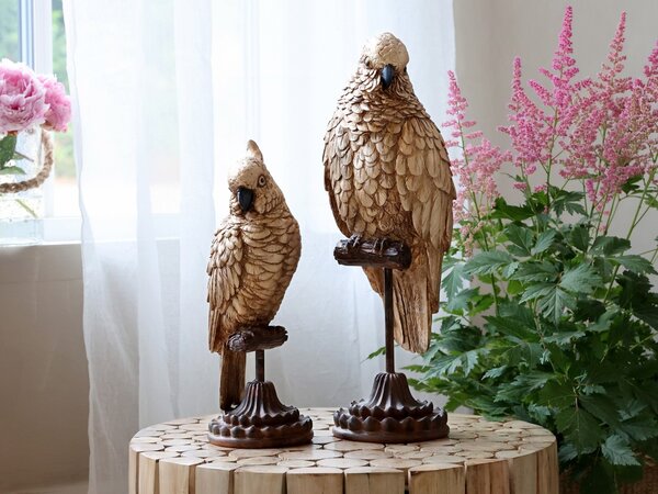 Bronzová dekorace papoušek na podstavci Parroté - 11*10*28 cm - Chic Antique
