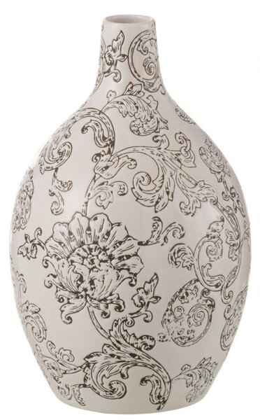 Bílo-černá porcelánová váza s květy Zen Ball – 20*20*33 cm - J-Line by Jolipa