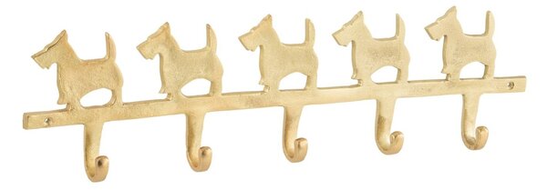 Zlatý kovový věšák na kabáty s pejsky Dogs – 57*16*4 cm - J-Line by Jolipa